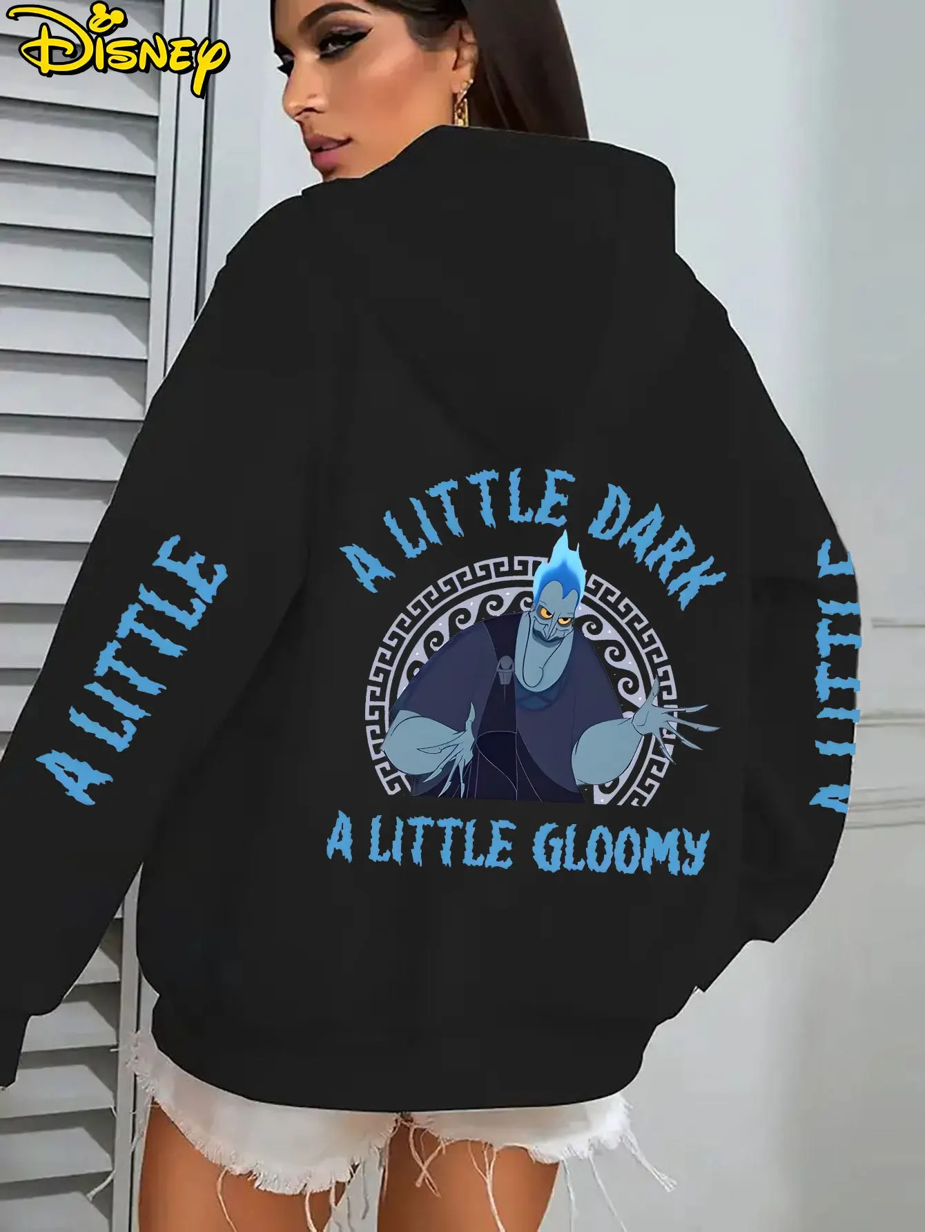 

Лицензированные Лиходеи Диснея Диснея | Hades: Subtle Charm Print, женская стильная удобная повседневная толстовка с карманом-кенгуру и длинными рукавами