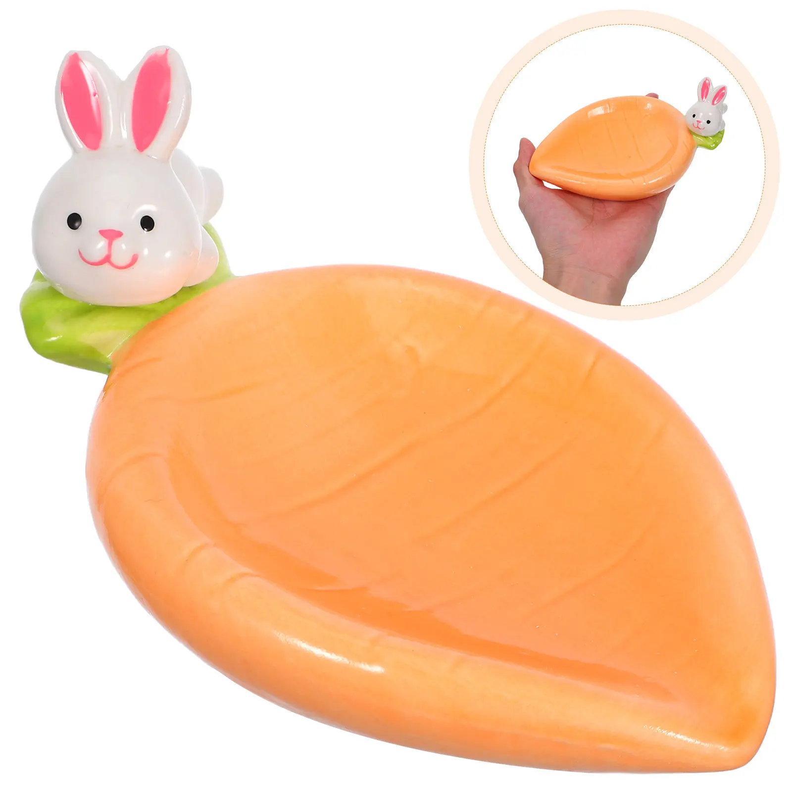 Ceramic Carrot Condiment Dish Creative Carrot Shape Plate for Sushi Sauce Dips Seasoning Small Serving Appetizer Tray Rabbit