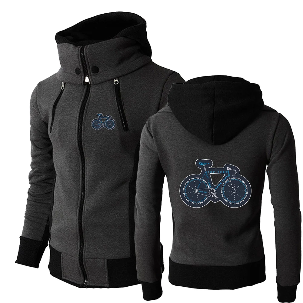 Bicycle Anatomy Shirt Cute Cycling Is Life Printing 2025 Men New Spring And Autumn Three-color Zipper Hoodie Leisure Sports Coat