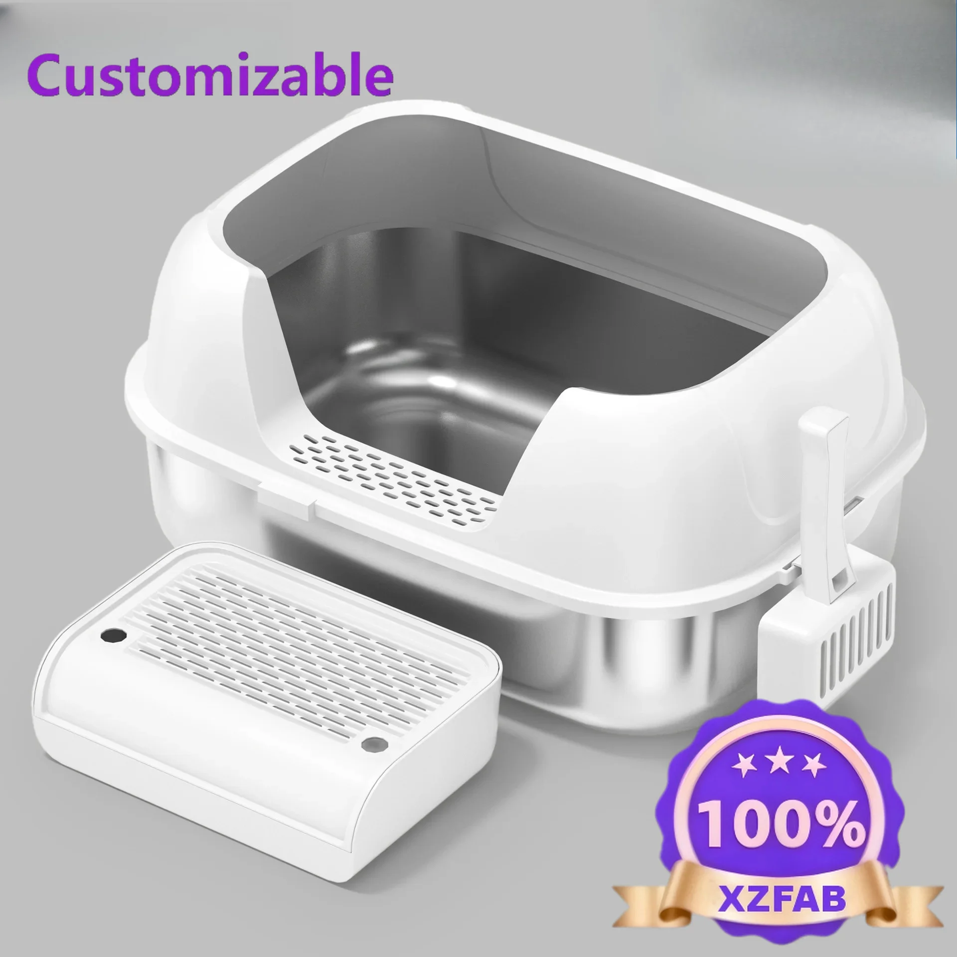 Factory Direct 2026 Stainless steel cat litter basin is easy to clean, widened and thickened leak-proof sand