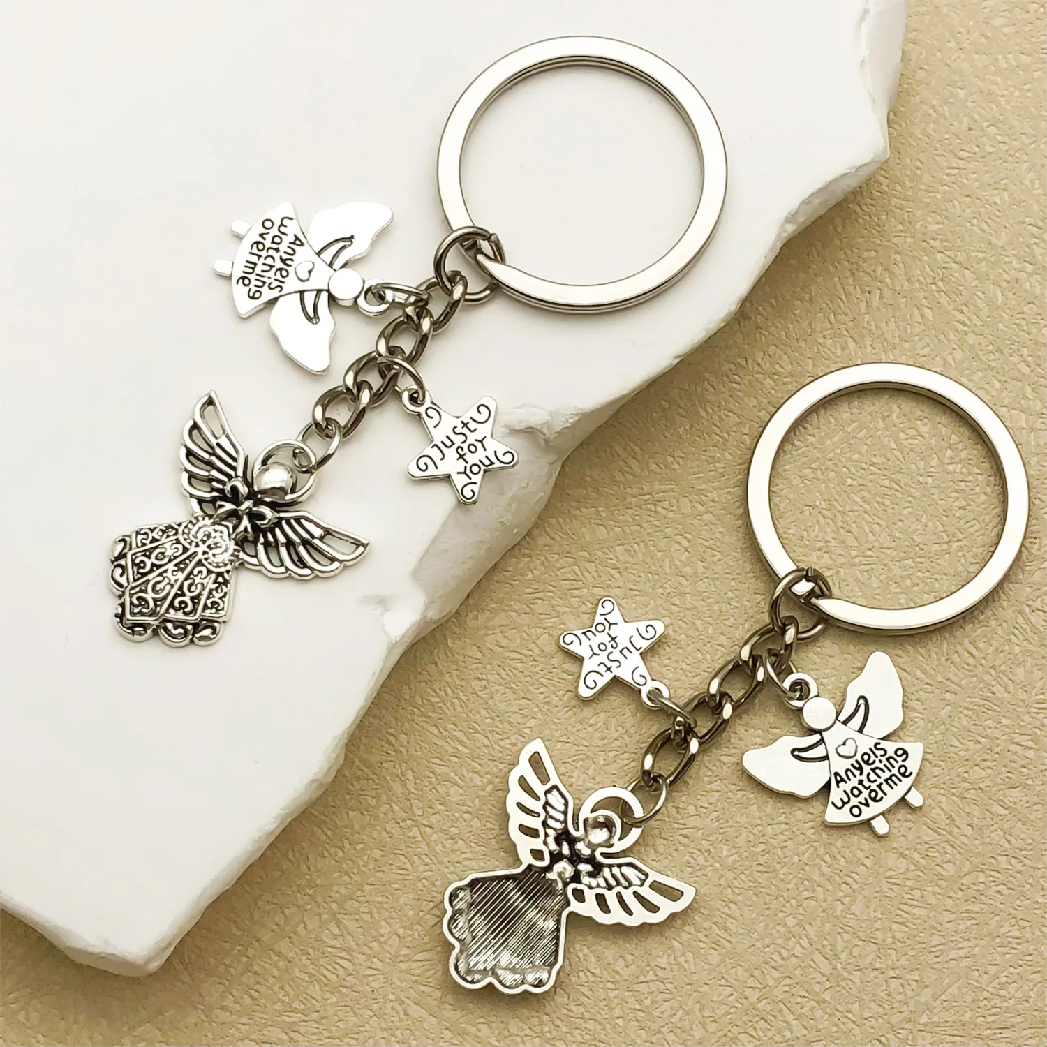 1PC Novel Fashion Angel Keyring Alloy Charms Pendants Wedding Birthday Party Kids Shower Baptism Communion Keychain