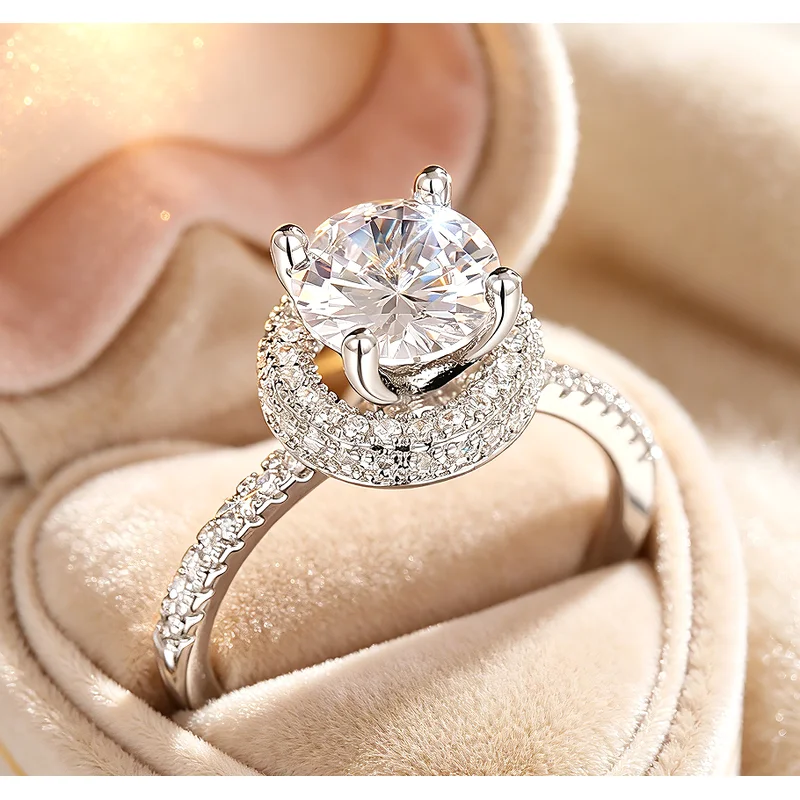 925 Sterling Silver Eternity Zirconia Exquisite Rings Women for Wedding Elegant Engagement Proposal Female Hot Sale Jewelry