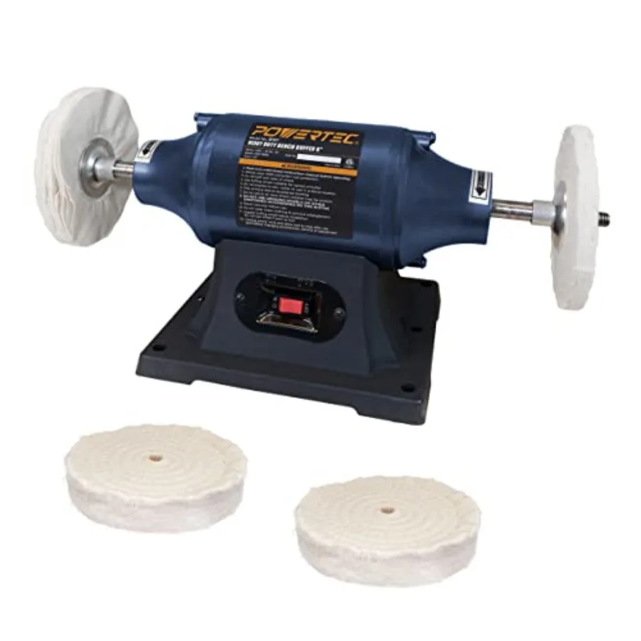 

6-Inch Bench Buffer Jewelry Polisher - Includes 4PCs 80Ply Thic Buffing Wheels Ideal Benchtop Buffing Machine for Polishing Met