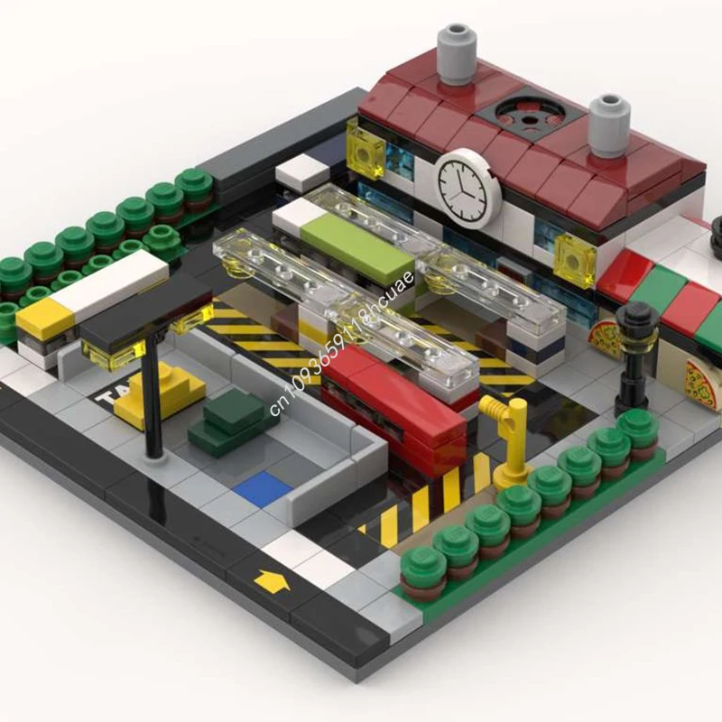 316 pz MOC Stazione Bus Modulare 1 Modello Educativo Building Blocks Regalo Di Natale Serie Maestra Collector Edition Modello