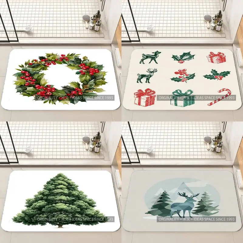 

Коврик с рождественским узором в виде оленя, украшение для гостиной, домашний диван, нескользящий ковер, кабинет, спальня, татами, детский мягкий напольный коврик