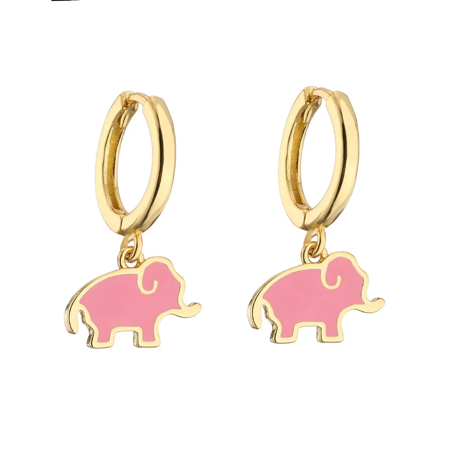 Orecchini con orso e elefante smaltati con zirconi colorati in oro 18 carati delle nuove donne popolari regali personalizzati per il Festival di gioielli di moda