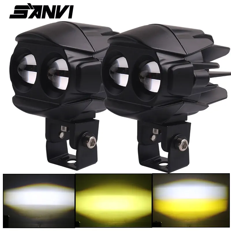 

SANVI 2PCS U11 U12 LED Spotlight Work Light for Motorcycle Auxiliary Light Fog Lamp Flashing Light 6000K 3000k 30W Amber Beam