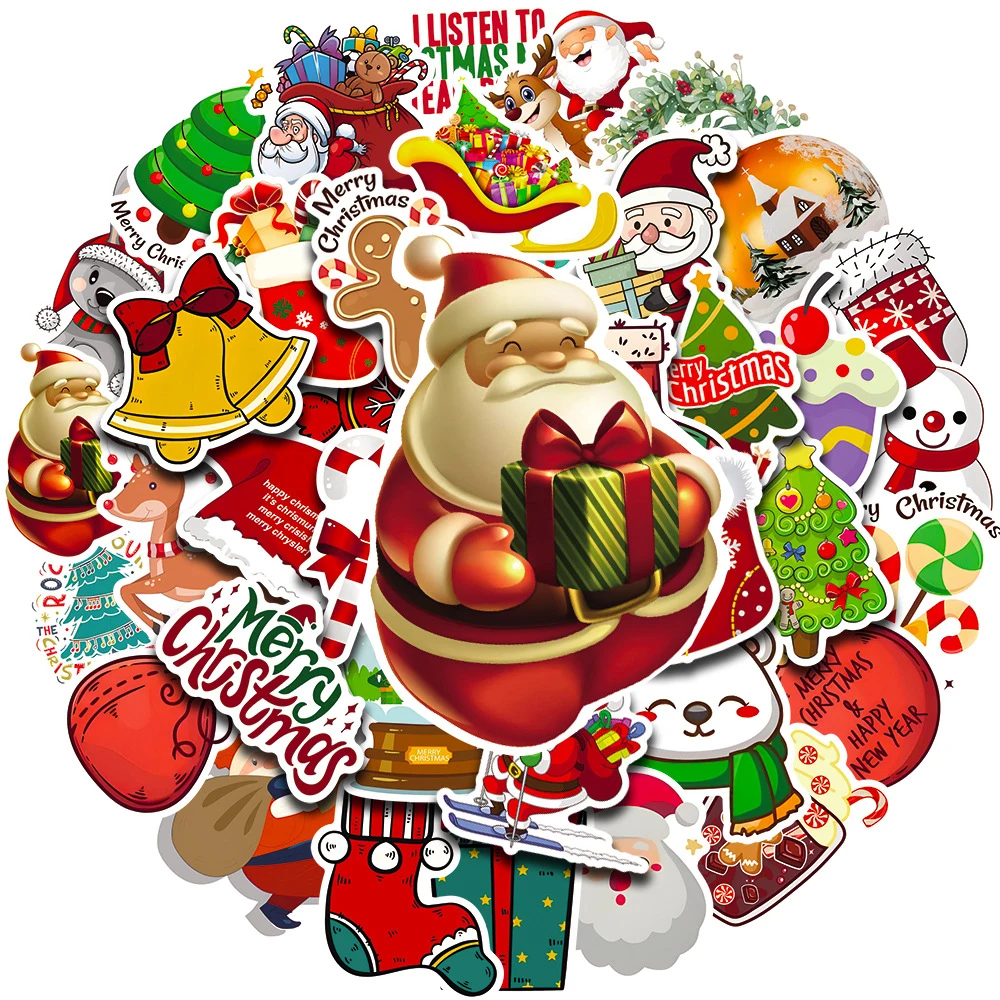10/30/50 Stuks Leuke Kerst Thema Graffiti Stickers Kerstman En Dieren Cartoon Sticker Notebook Koffer Telefoon decals Decor