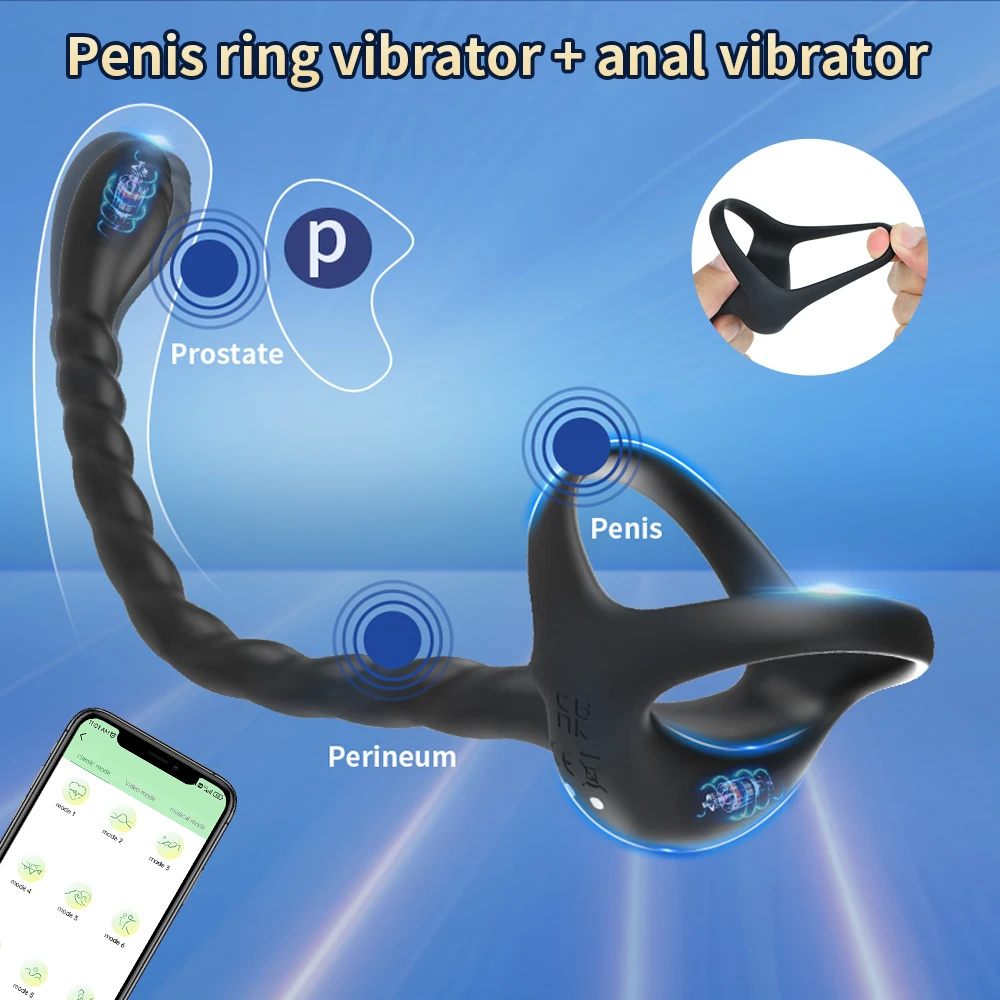 Cock Ring Prostate Vibrator Sex Toys for Men APP Wireless 10 Mode Testicle Massage Anal Butt Plug Penis Ring Male Masturbator 18 - Image 4
