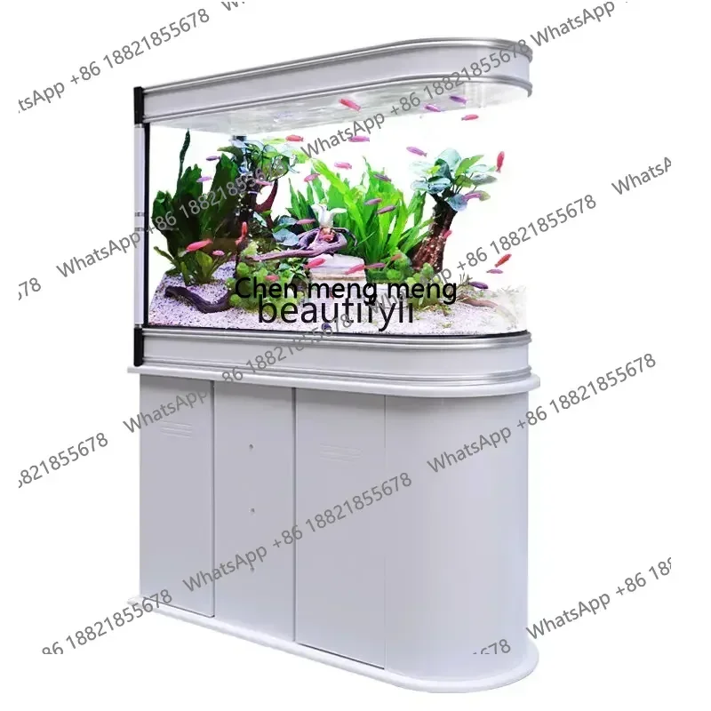 

cc182R zq Fish Tank U-Shaped Glass Ecological Aquarium Household Medium Screen Living Room Partition Entrance Change Water