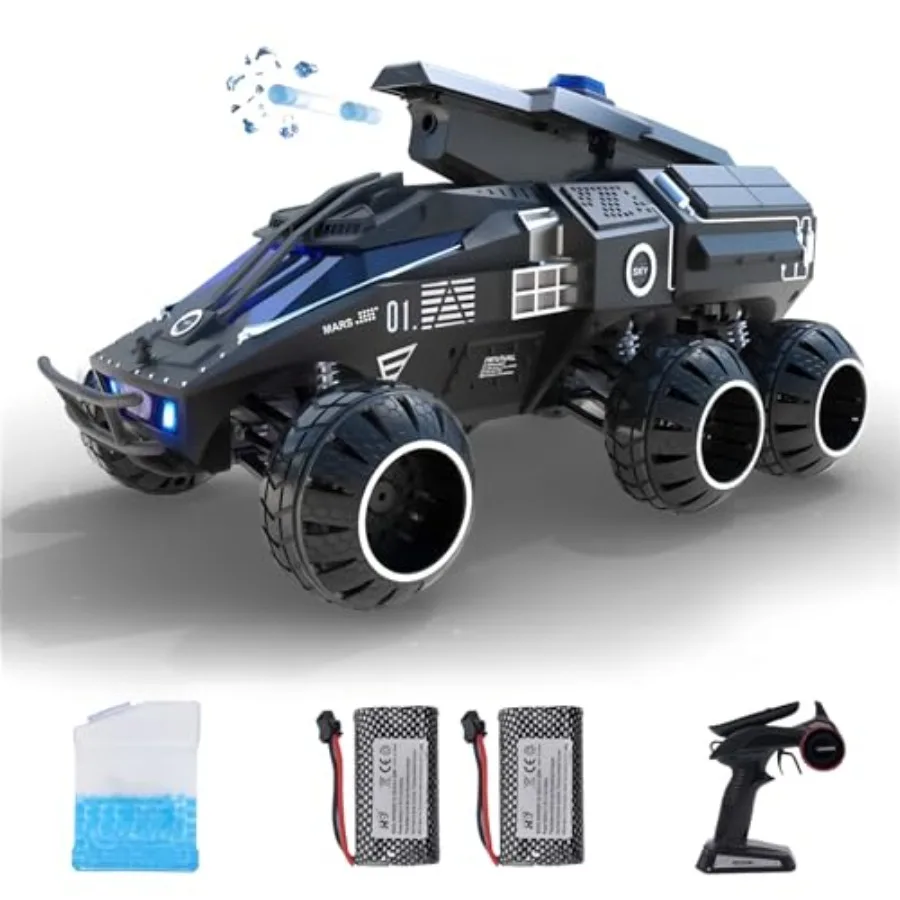 

Remote Control Car 6-Wheel Drive 2.4GHz 1:12 RC Truck Toy Off Road with Headlights Turn Signal Lights and 2 Rechargeable Batter