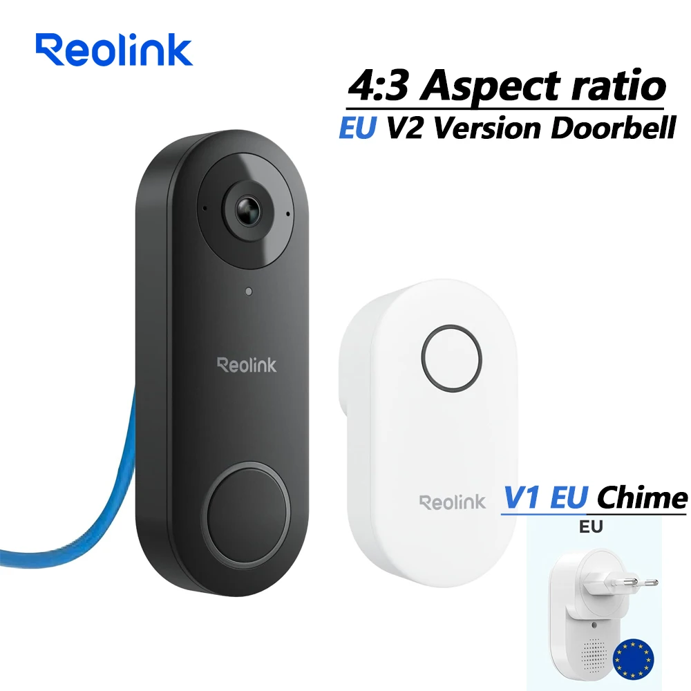 Sonnette vidéo REOLINK 2K+ PoE avec conversation bidirectionnelle, format 4:3, interphone vidéo inte