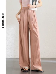 SENTUBILA Sports pantaloni larghi a figura intera 2024 estate coreano elastico in vita pantaloni Casual larghi pantaloni dritti a gamba larga muslimah