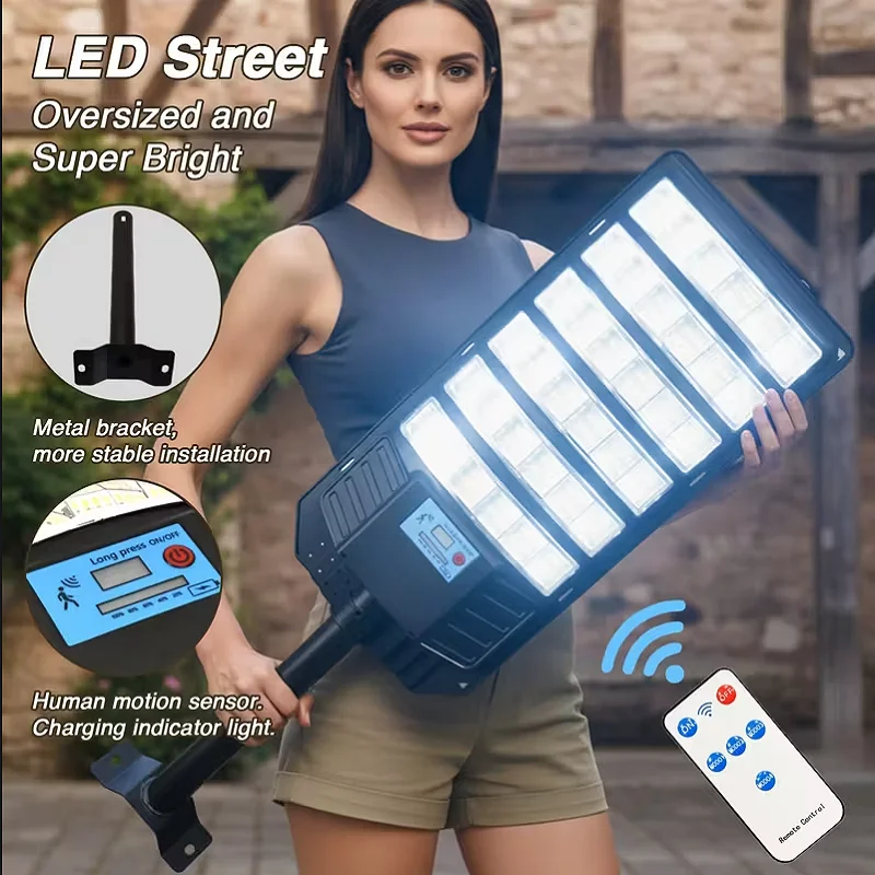 Ultra-Bright Solar Motion Sensor Street Light Powerful LED Solar Outdoor Courtyard Lamp Outdoor Lighting Fixture for Garage