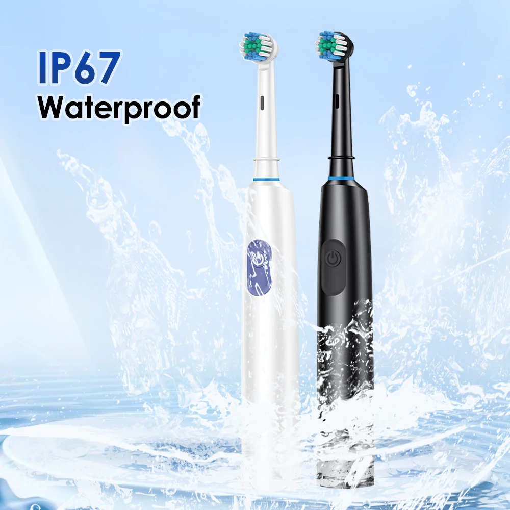 فرشاة أسنان كهربائية دوارة مع حامل للبالغين، مؤقت ذكي، تنظيف عميق مع فرشاة أسنان قابلة لإعادة الشحن مع 4 رؤوس للفرشاة