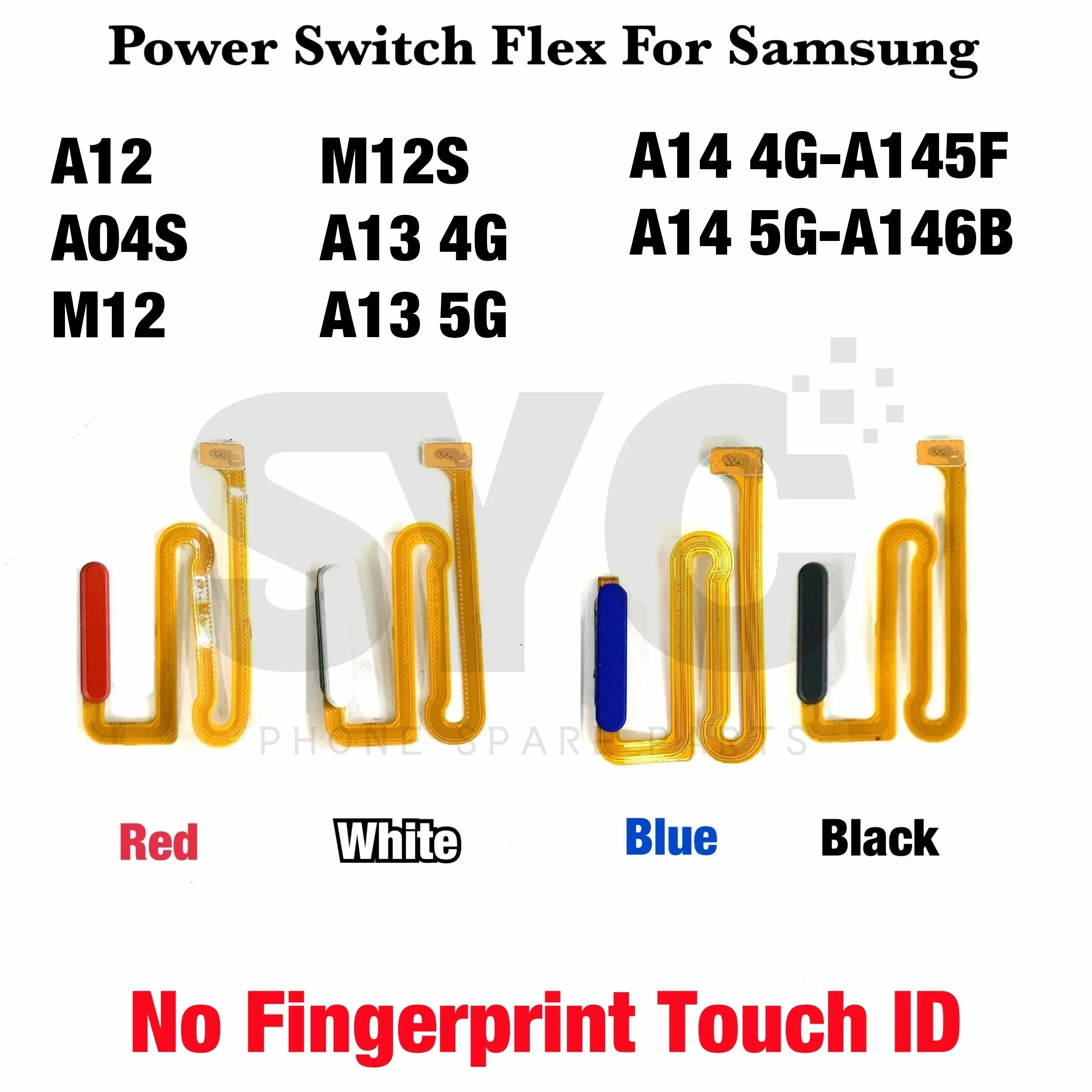 For Samsung A12 A13 A14 M12S A04s 4G 5G Power Button Flex Cable Side Key Switch ON OFF Control Without Fingerprint Sensor