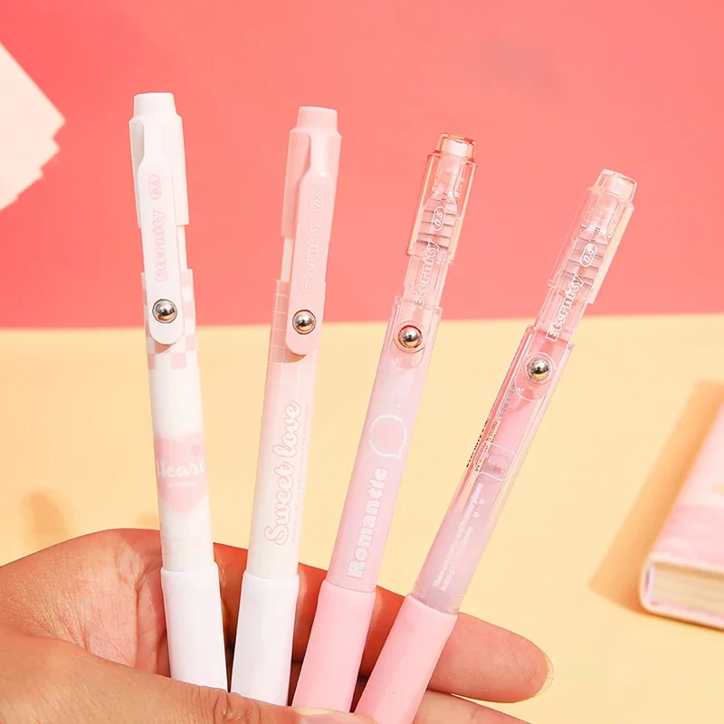 1/4pcs Cute Gentle Style Automatic Neutral Pens Kawaii Black Ink Mechanical Gel Pens Korean Stationery School Office Girl Gift