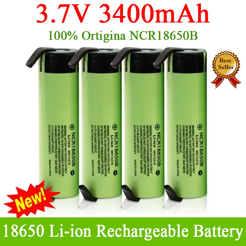 2024 New Original 100% NCR18650B 3.7 V 3400mah 18650 Lithium Rechargeable Battery Welding Nickel Sheet Batteries DIY 12V 24V 36V