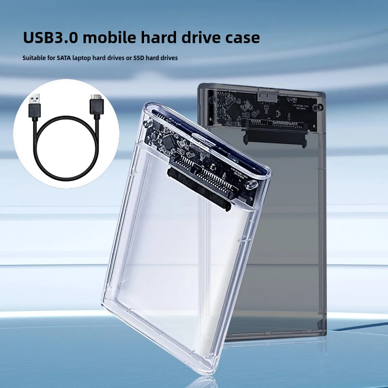 WALRAM USB 3.0 HDD Enclosure 2.5inch SATA SSD Hard Drive Case with 5Gbps 6TB Transfer Speed Clear Design Mobile External Housing