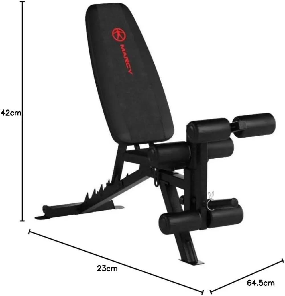 Marcy Banco de utilidad ajustable de 6 posiciones con desarrollador de piernas y acolchado de espuma de alta densidad SB-350, gris oscuro