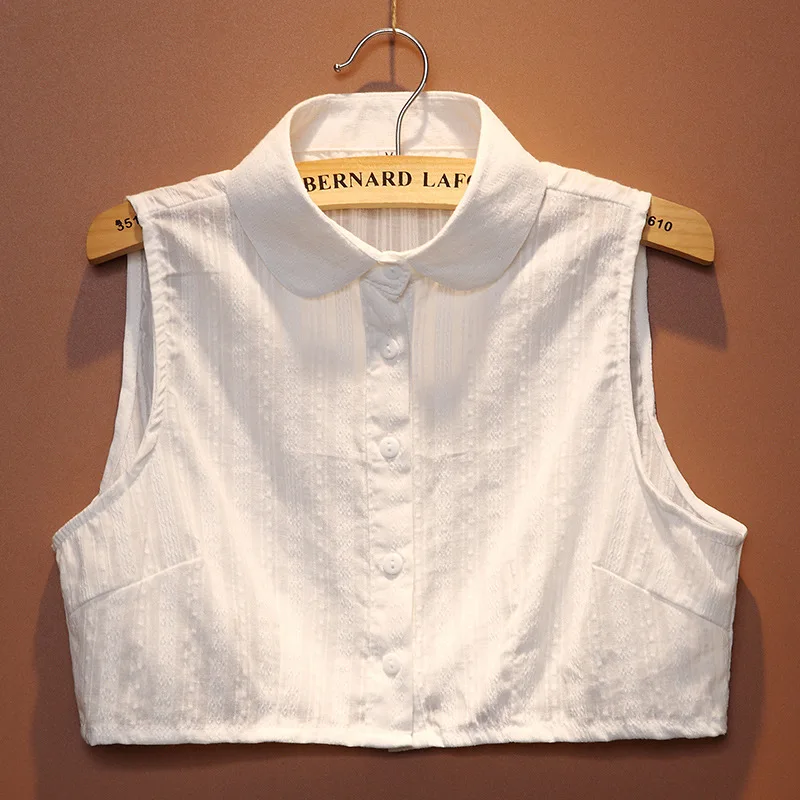 Fake Children's Versatile Autumn Winter Spring Breathable Cotton Linen Ruffled Edge Round Neck Korean Style