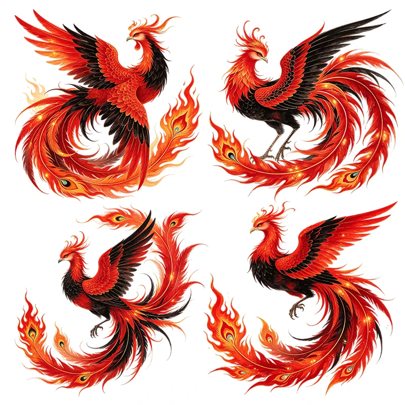Three Ratels CAB53 Black and Red Phoenix Art Wall Stickers for Home Decoration Car body decals Waterproof self-adhesive