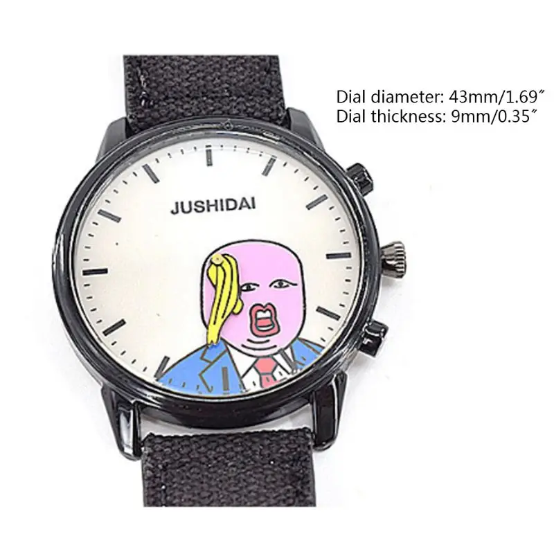 for Creative Fun Watch Yellow Canvas Strap Wristwatch for Male Dropship