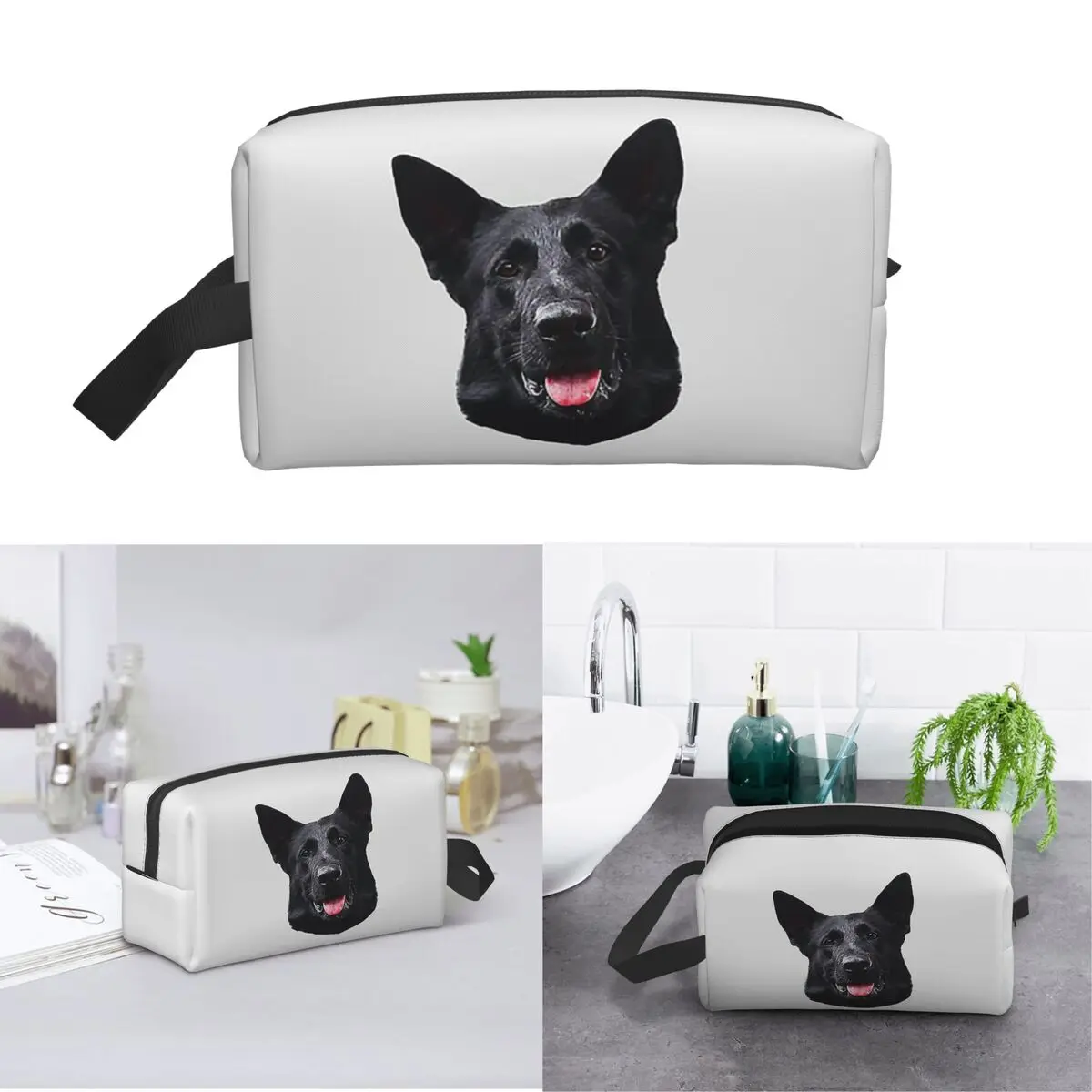 Black German Shepherd Dog Stunning Makeup Bag Cosmetic Organizer Storage Dopp Kit Toiletry Cosmetic Bag for Women Beauty Travel