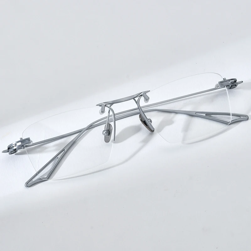 FONEX Titanium Eyeglasses Frame Men Brand Design Rimless Square Glasses Frameless Japanese Ultralight High-end Eyewear 85914