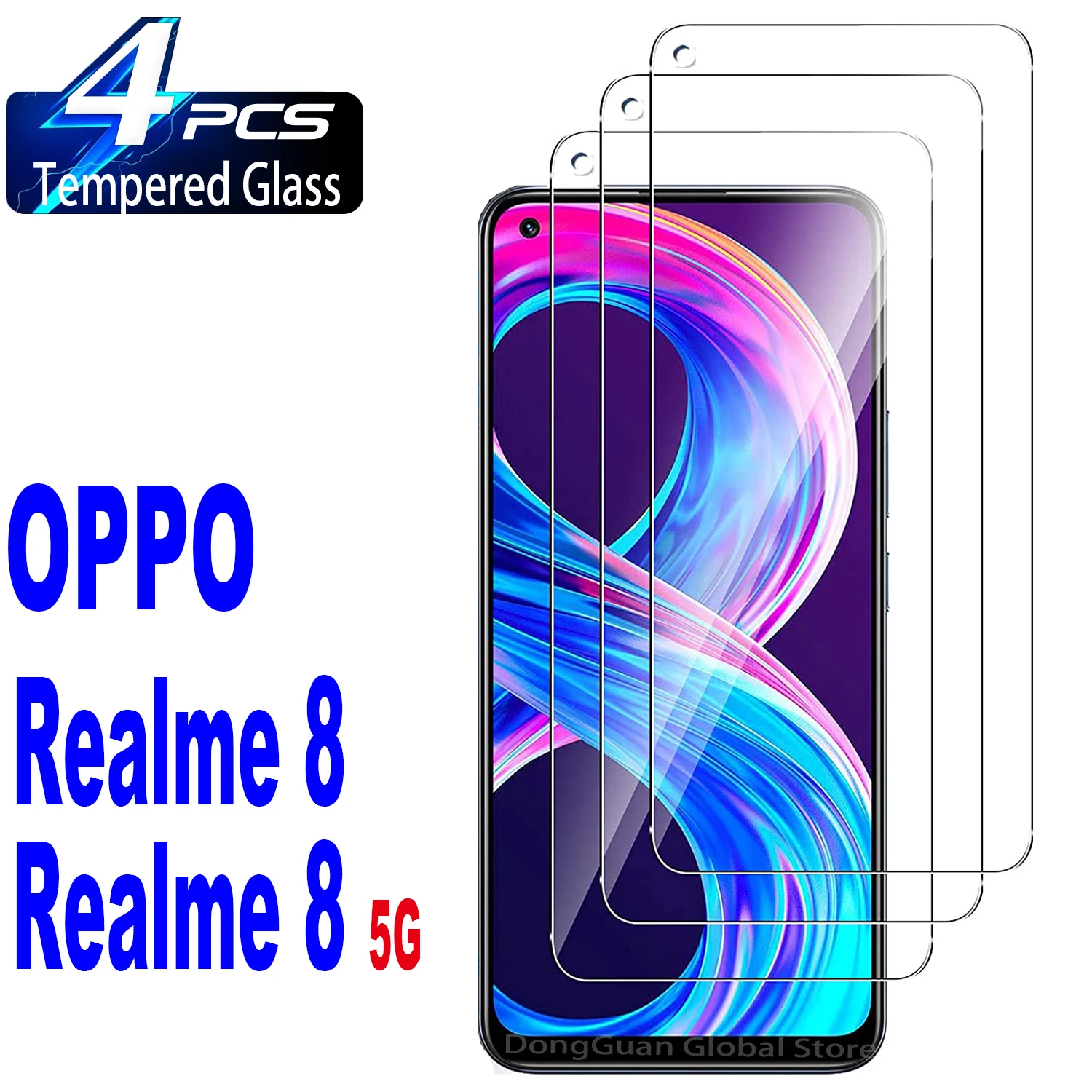 

2/4Pcs High Auminum Tempered Glass For Realme 8 5G Screen Protector Glass Film