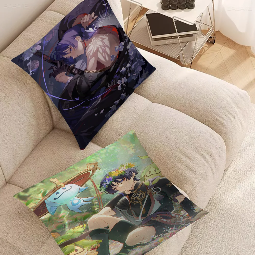 Anime Games Genshin Impact Scaramouche Pillow Anime Pillow Sofa Bed Head Pillow Cover Cushion Cover 45x45 Cm Fashion