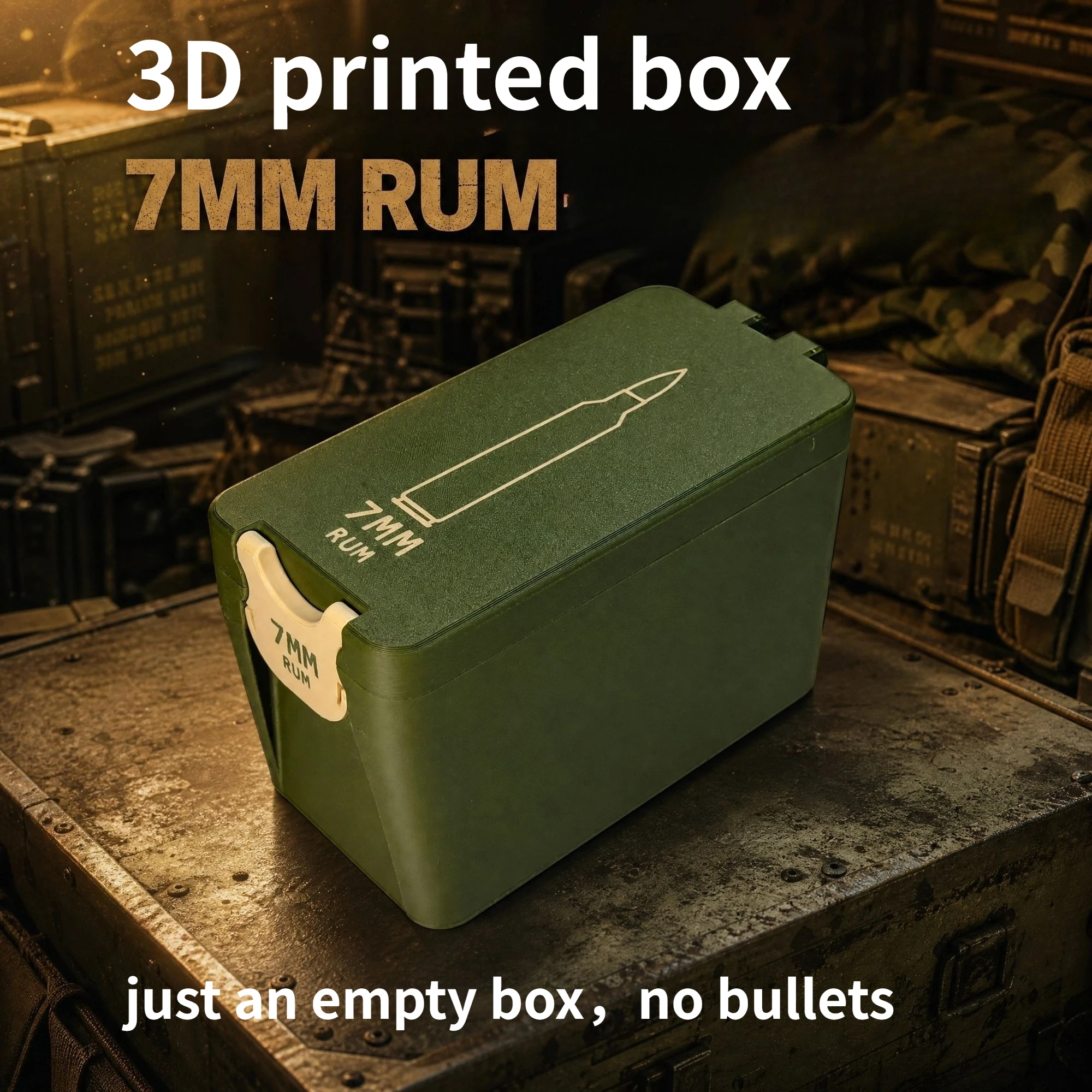 7MM RUM 300 RUM 35Whelen 303 British Multi Caliber Bullet Storage Box 3D Printed Training Field Box
