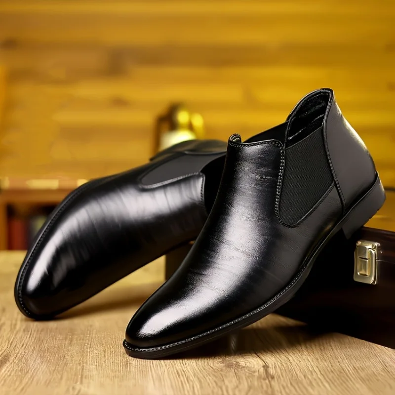 

Men Boots High Quality Pointe Leather Boots Fashion Casual Ankle Boot Classic Office Dress Botas Business Leather Boots for Men