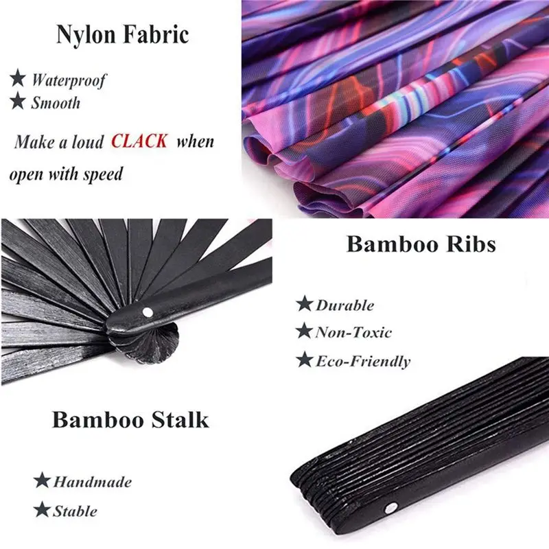 A20I Raves Folding Hand Fan for Women/Men Handheld Fan,for Performance,Decorations, Dance,Festival Party