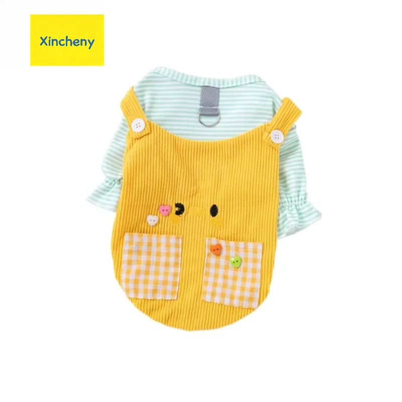 Spring Summer Thin Dog Clothes Faux Two Piece Pocket Design Anti Shedding Breathable Soft Teddy Pomeranian Small Dogs Cats