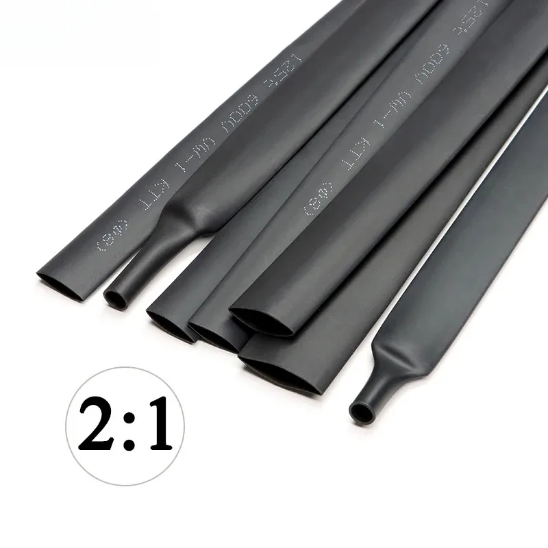 5Meters/LOT Heat shrinkable tube 1mm 1.5mm 2mm 3mm 4mm 5mm 6mm 8mm 10mm 12mm 14mm 16mm 18mm 20mm Black Insulation Sleeve