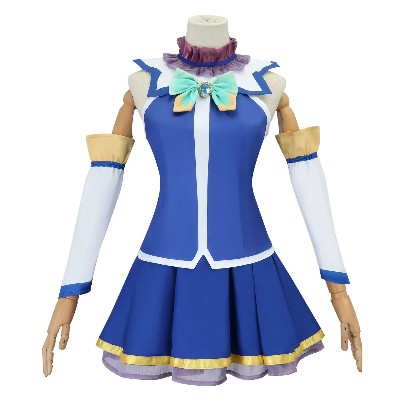 Aqua Cosplay Anime Kono Subarashi Sekai Ni Shukufuku Wo Costume, perruque, Konosuba, robe de cosplay de fête d'Halloween, ensemble de bas de cheveux