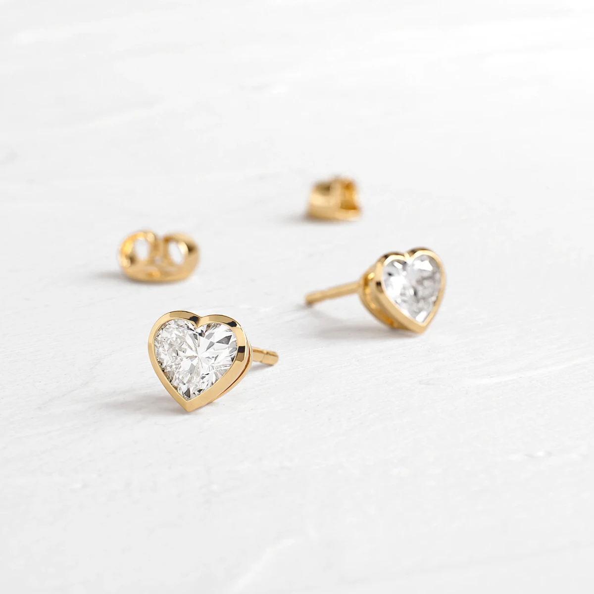 Heart Cut Lab Created Diamond Earrings IGI Certified Solitaire Style Lab Diamond Earrings 9K/14K/18K Solid Gold Stud Earrings