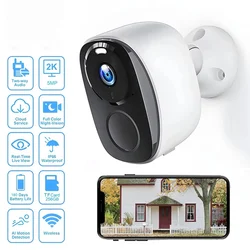 Security Cameras Wireless Outdoor, 2K Battery Powered WiFi Camera AI Motion Siren Spotlight, Color Night Vision, IP66 Waterproof