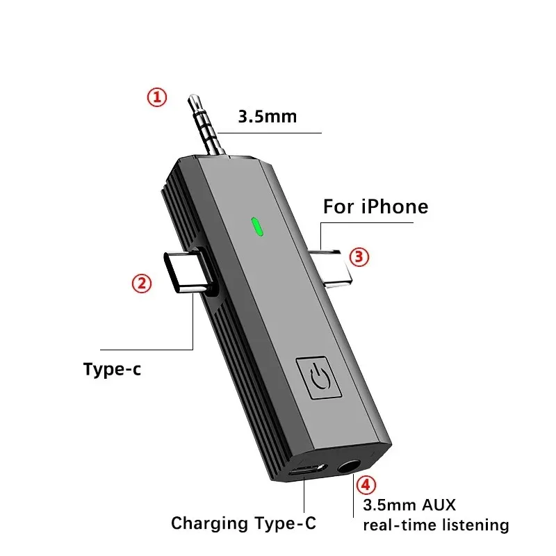 3 en 1 Lavalier récepteur de Microphone sans fil réduction du bruit USBMini Microphone micro sans fil pour appareil photo iphone diffusion en direct micro