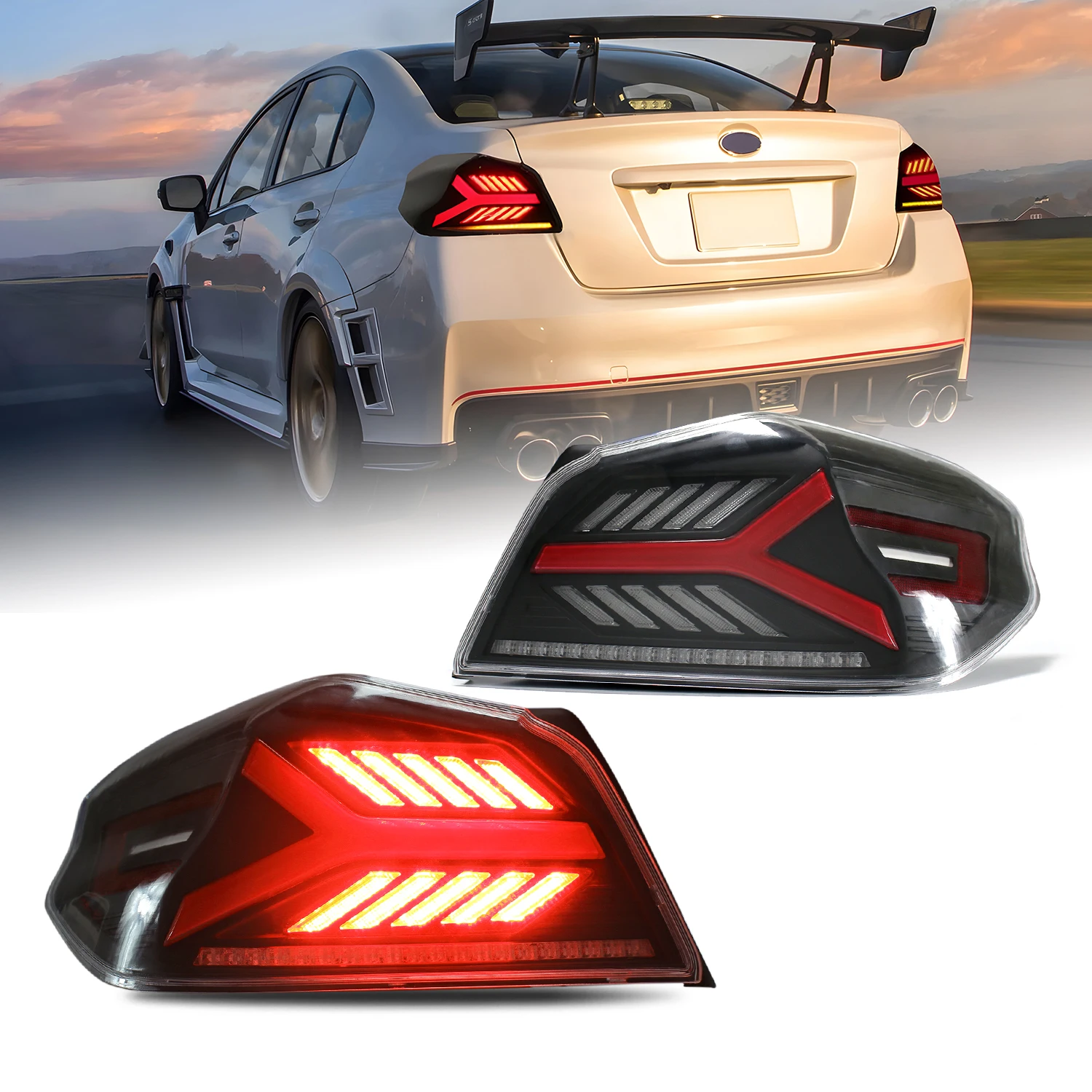

2015-2021 for Subaru WRX STI LED Tail Lights Assembly with DRL Start Up Animation New Condition Car Back Lamps