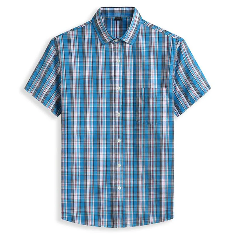 100% Cotton 5XL 6XL 7XL 8XL 12XL Men\'s Plus Size Shirts Fashion Casual Classic Style Comfortable Plaid Short Sleeve Shirt Male