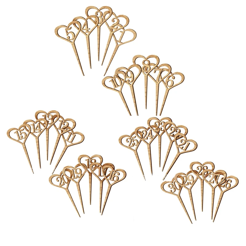 

1-30 Love Hollow Digital Flower Seat Card Wooden Wedding Flower Place Card Wooden Wedding Table Number Card Easy To Use