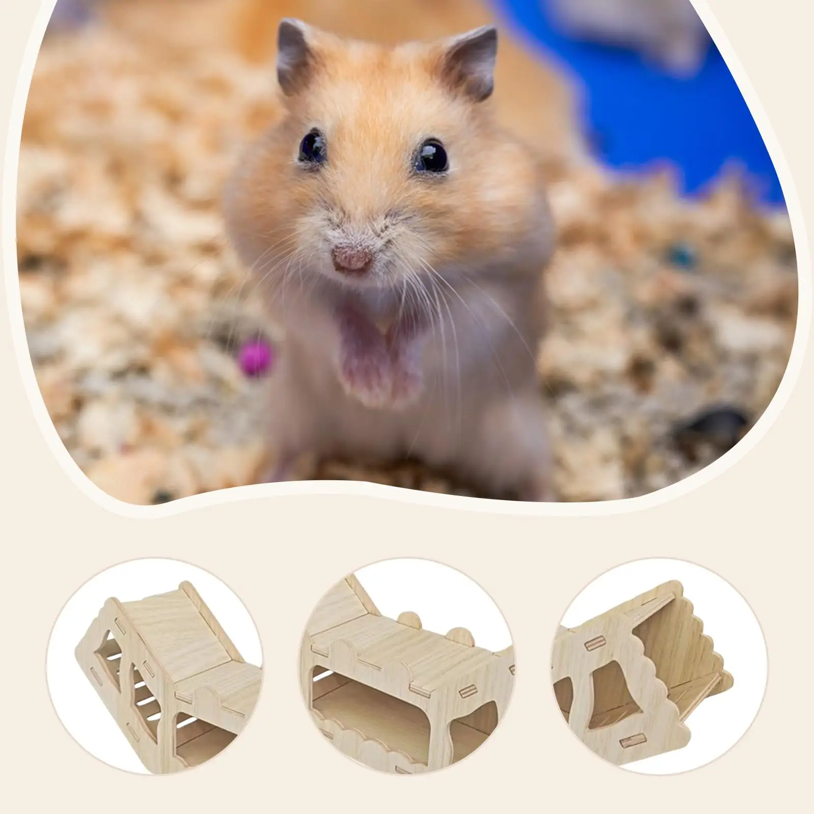 Small Animal Tunnel Hideout Wooden Multi Section Climbing Burrow for Cage for Hamster Activity