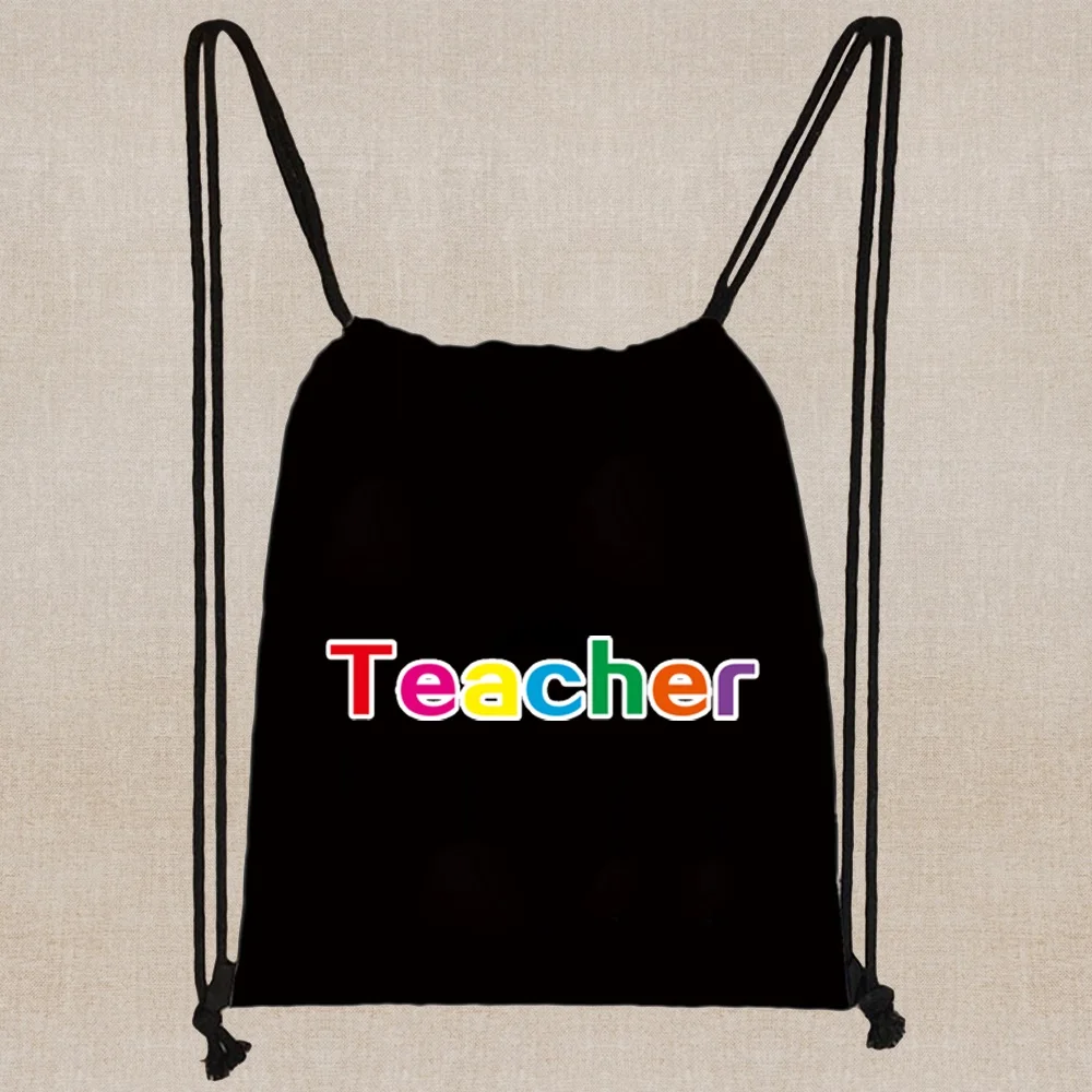 Drawstring Backpack Teacher Pattern Drawstring Bag Ladies Storage Bag Fashion Shopping Bags Teenager Boys Girls Backpacks Bag