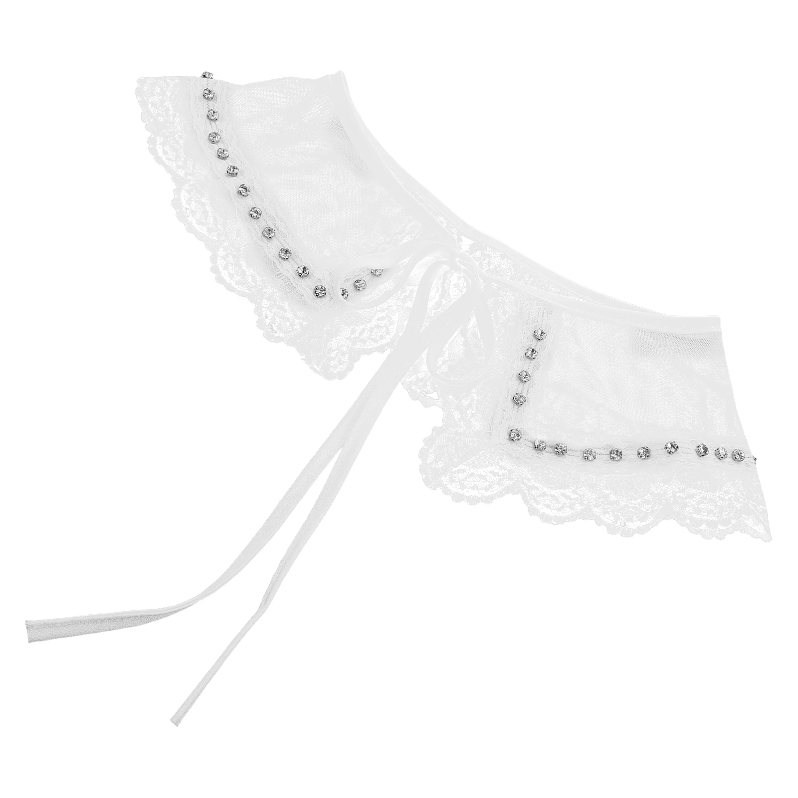 

Fake For Women Lace Shirt Decorative Rhinestone Stand Blouse Clothing Accessory Office Wear Fashion Collar Shirts Women