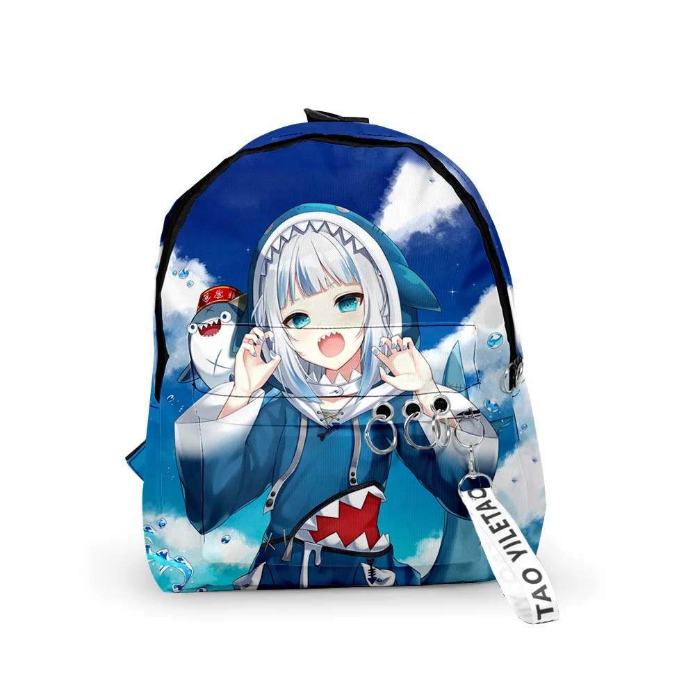 Classic  Gawr Gura Cute Shark Backpacks Boys/Girls pupil School Bags 3D Print Keychains Oxford Waterproof Cute Small Backpacks