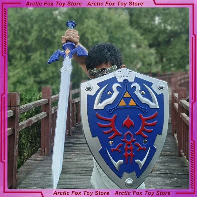 L'arme fantaisie Hyrule Zeldas maître épée bouclier Hylian 80cm PU épée de samouraï arme modèle Collection artisanat accessoires de Cosplay