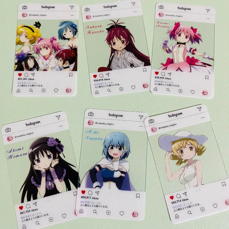 6Pcs/Set New Kawaii Anime Three-Inch Photo Props Diy Cartoon Pvc Transparent Card Collection Card Birthday Gift
