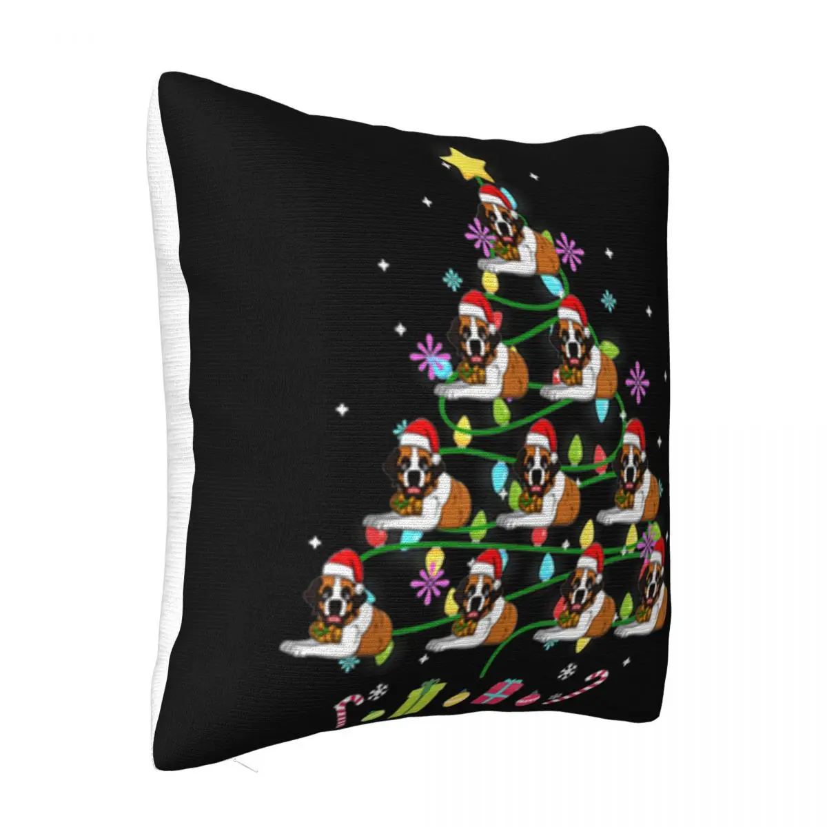 Hot Funny Saint Bernard Christmas Tree Color Led Light Swag New Print Female Halloween Boy Pillow Case